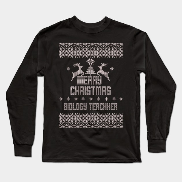 Merry Christmas BIOLOGY TEACHER Long Sleeve T-Shirt by ramiroxavier